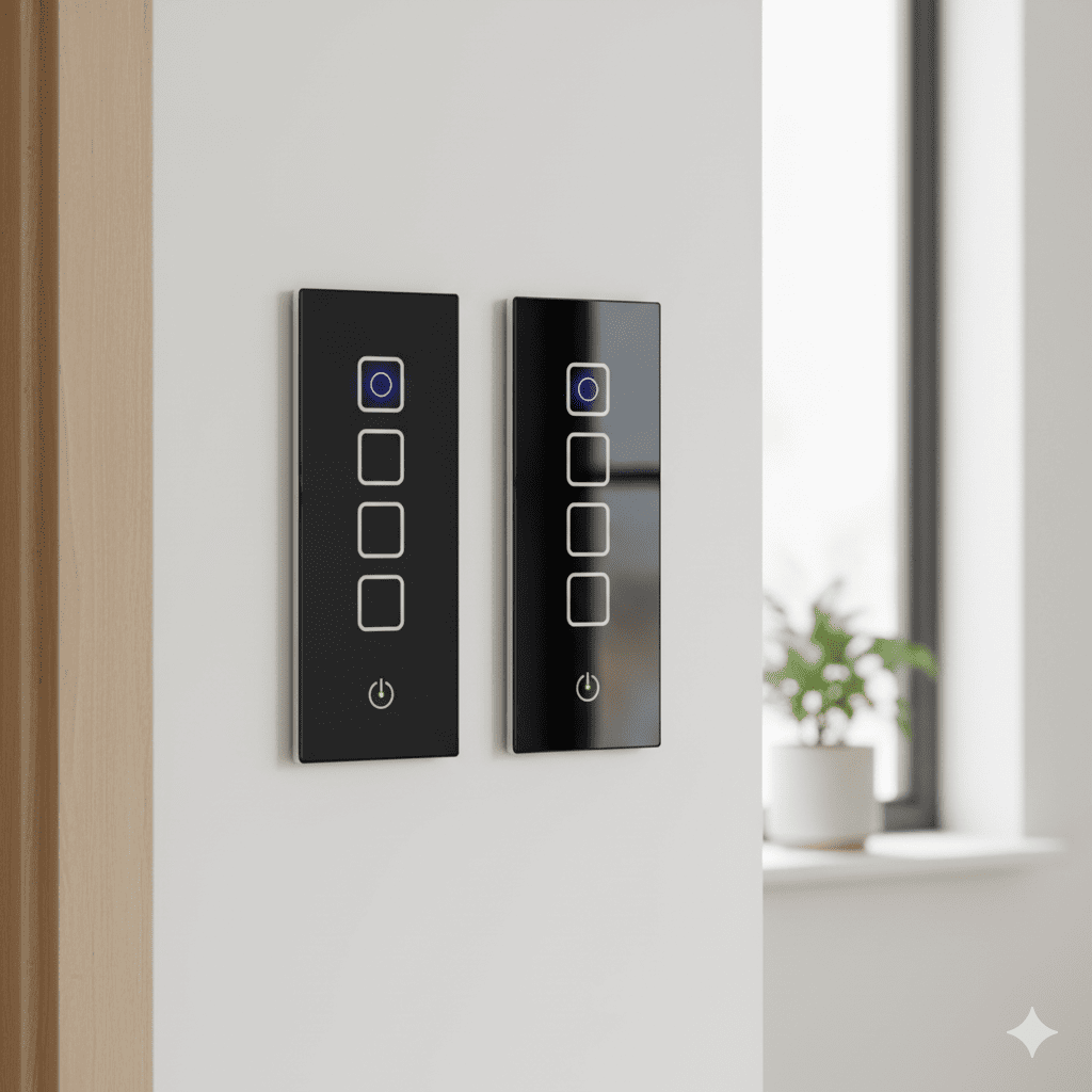 Smart touch panel switches by AK Electricals Mohali - Modern electrical controls for homes in Punjab