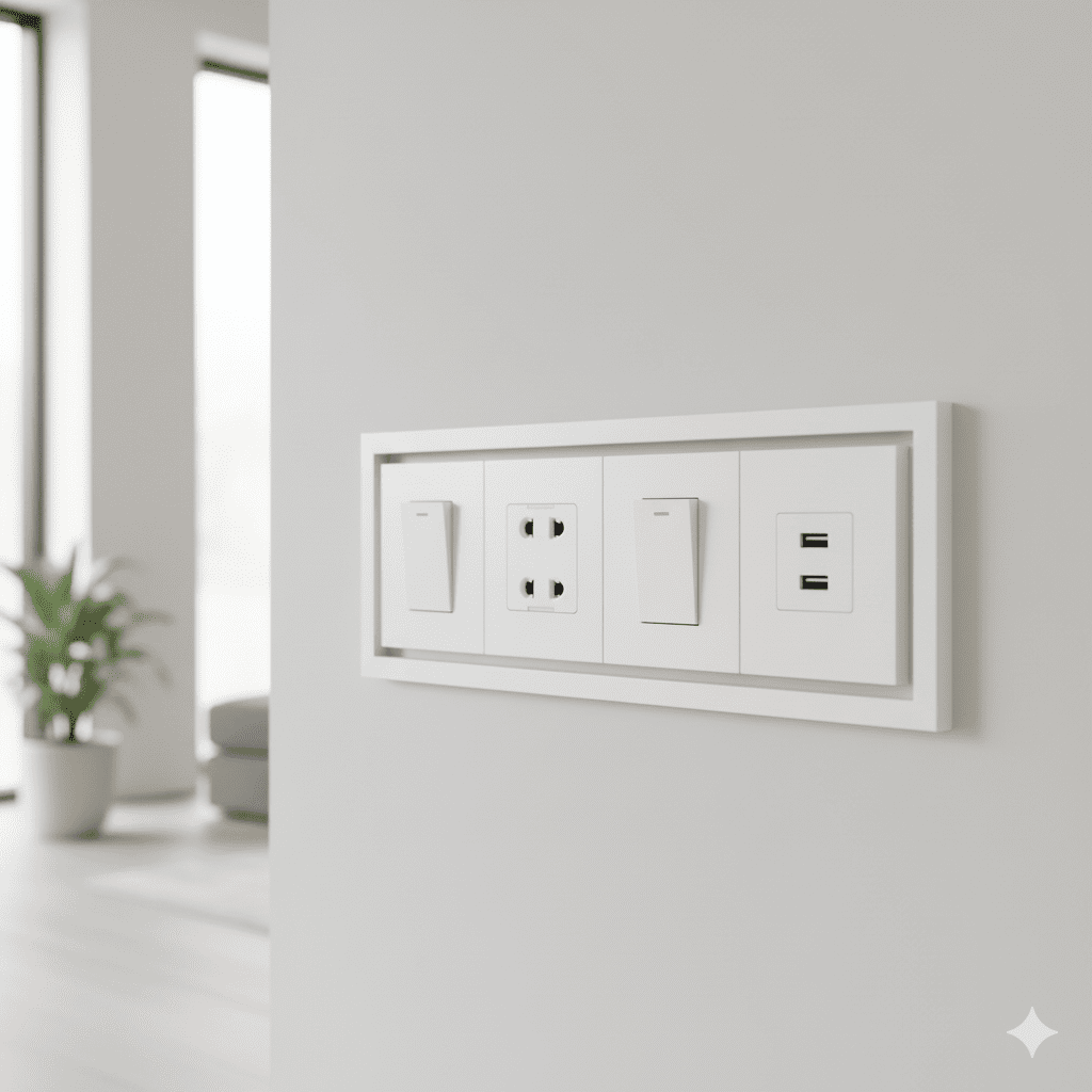 Designer electrical accessories in luxury home